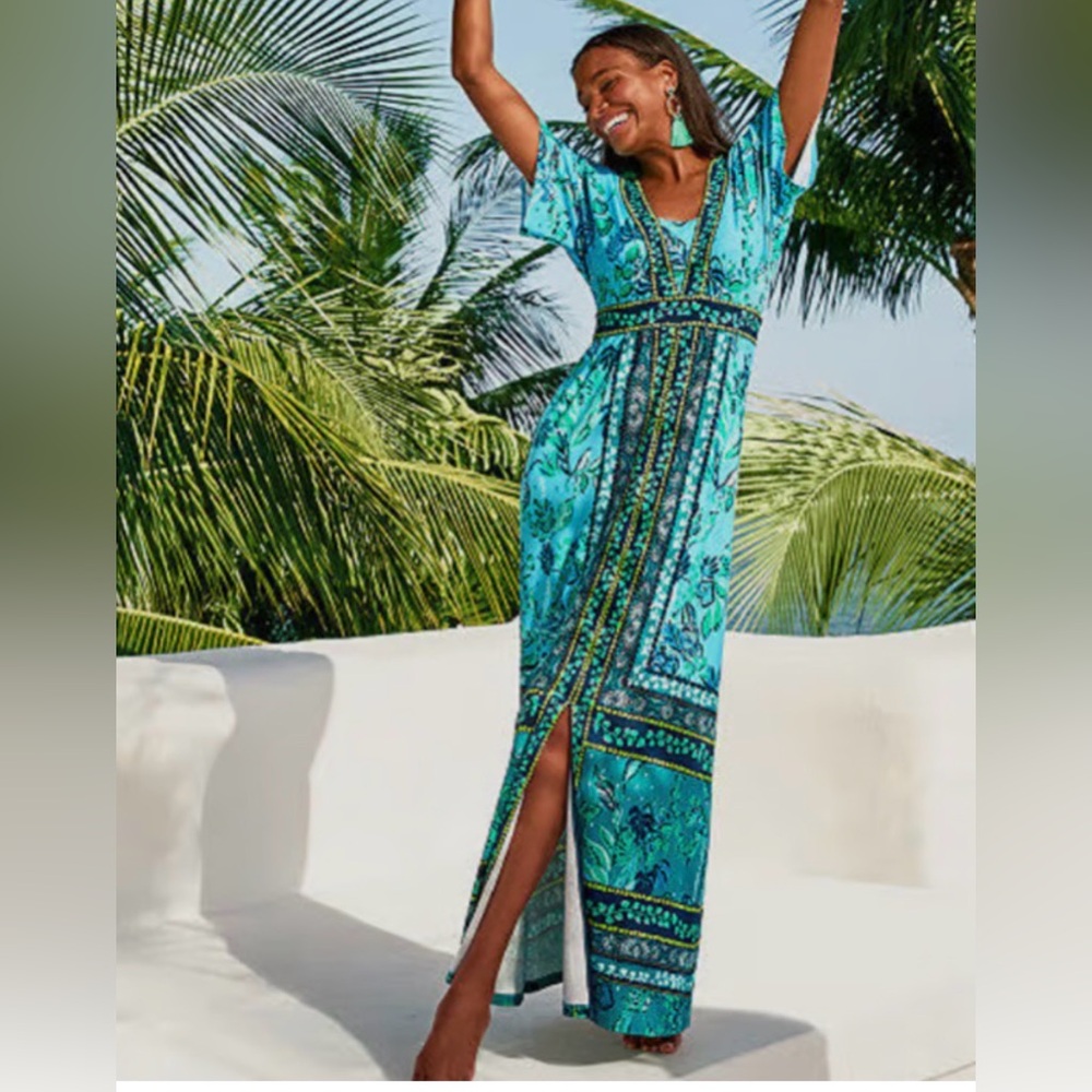 Lilly Pulitzer Ilia Elbow Sleeve Maxi Dress, Seabreeze Blue Size 4